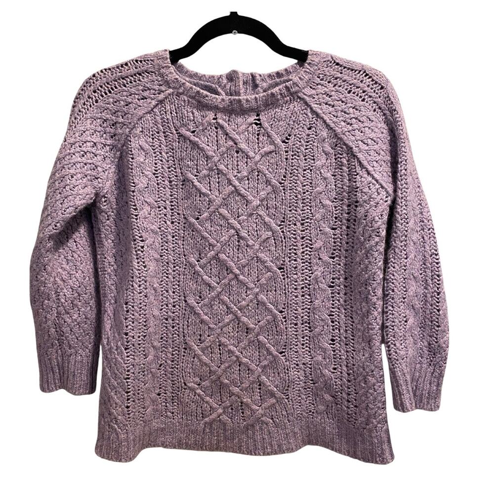 SALE! Ann Taylor Loft Purple Wool-Blend Pullover Cable Knit Sweater Size Small